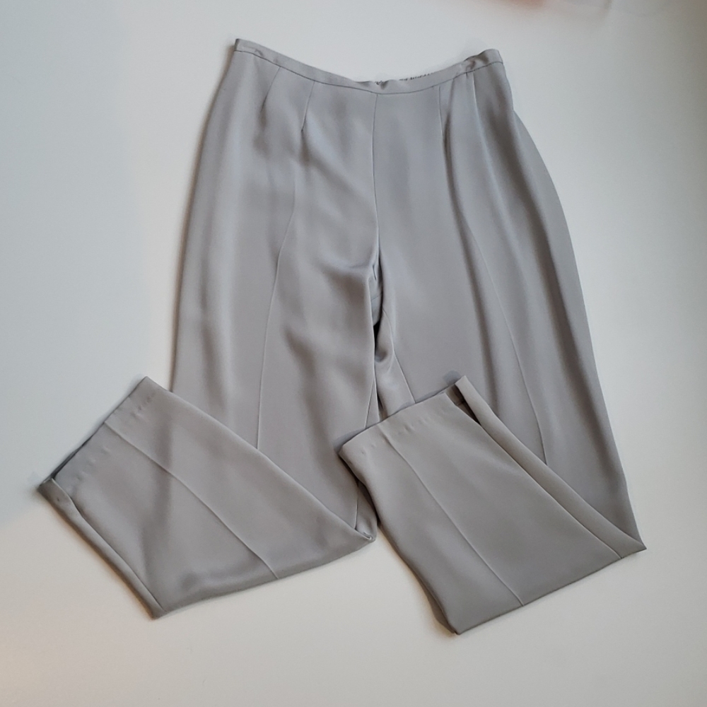 Emmelle 100% Silk Evening Dress Pants Gray